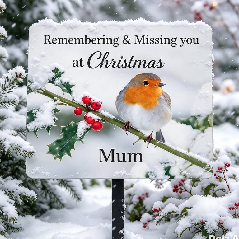 Christmas Memorial Plaque Grave Plaque Xmas Grave Marker Christmas Grave Ornamen
