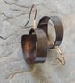 Chunky Rustic Copper Hoop Earrings with Czech Crystal Beads - Image 2