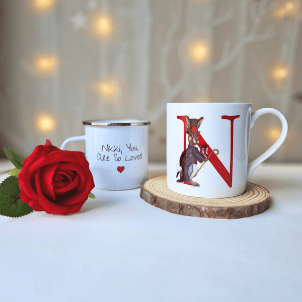 Personalised Jack 'Rabbit' Valentine Mug (Bone China or Enamel)