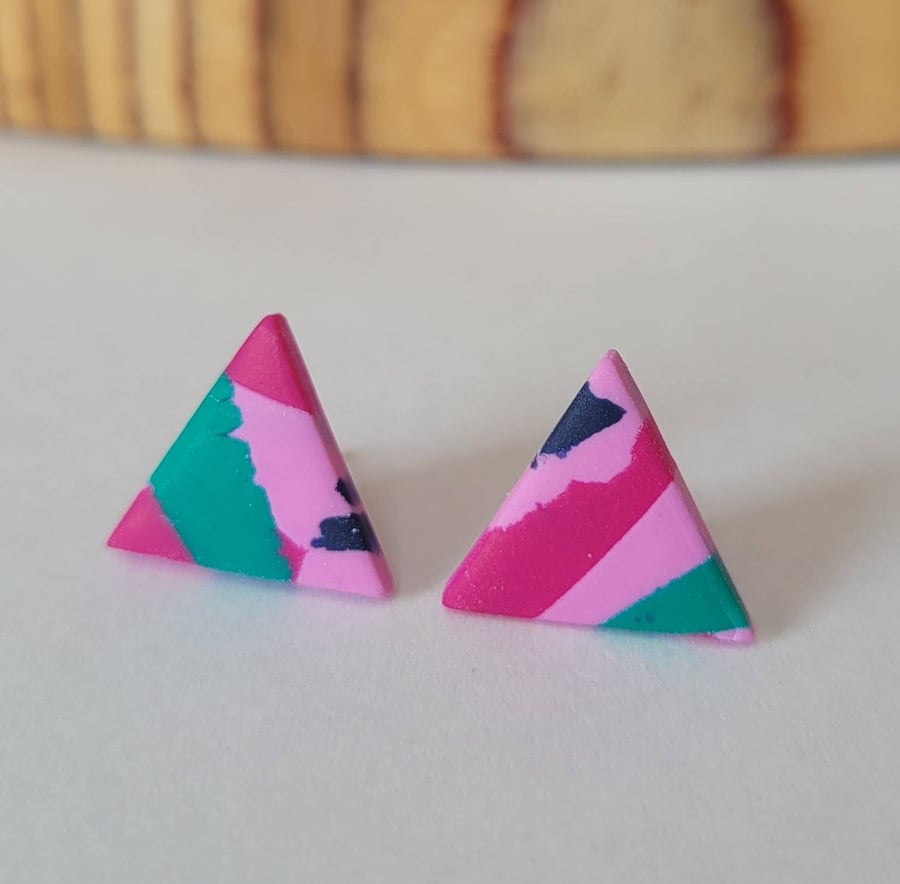 Ibiza - Triangle Stud Polymer Clay Earrings 