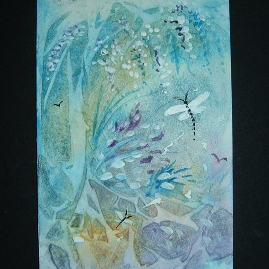 painting art original fantasy butterflies dragonflies aceo ref 190