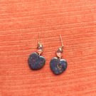 Midnight galaxy medium heart dangle earrings 