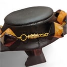 Gold-Plated Orange and Black Agate Necklace