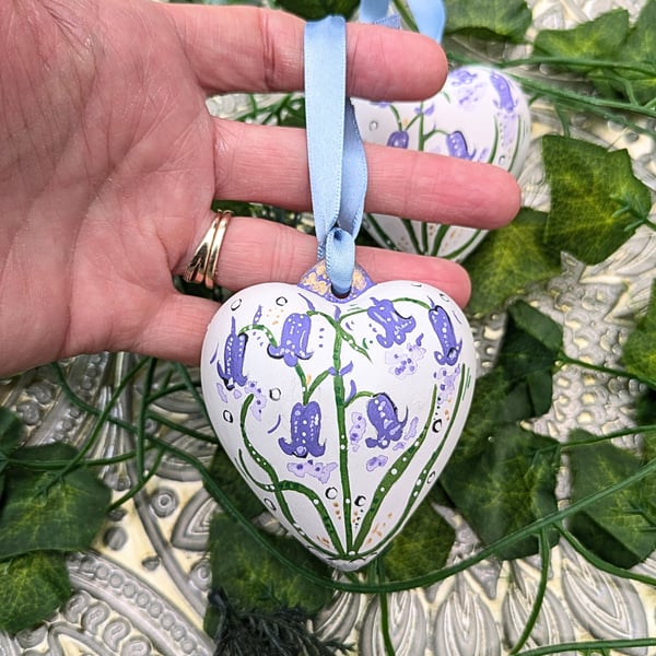 Bluebell hand-painted ceramic Christmas bauble