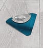 Recycled Aluminium Drink Can Base Metal, Teal Triangular Acrylic Shape Necklace - Image 1