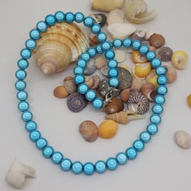 NL23 - Blue miracle bead necklace 18"