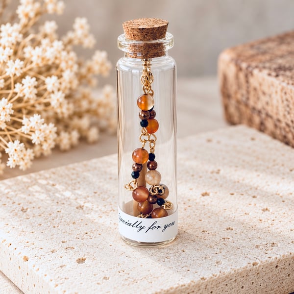 Carnelian Gemstone Bracelet in a Message Bottle