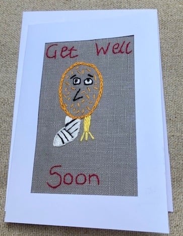 Get well embroidered character card.