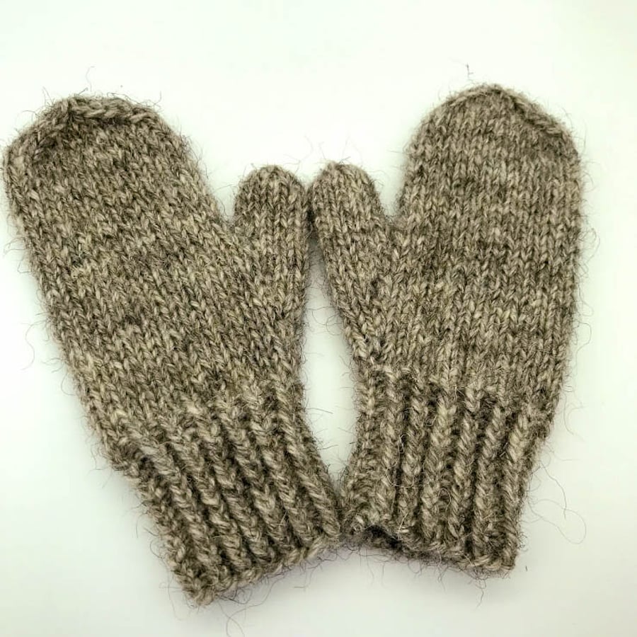 Hand Knitted Shetland wool mittens - Small Child - Grey