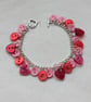 Pink and red button bracelet with heart toggle clasp  - Image 6