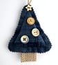 Mini Christmas Tree Hanging Christmas Decoration Duo, Golden Yellow & Navy Blue - Image 5