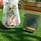 Decoupaged Gnome theme Glass jug