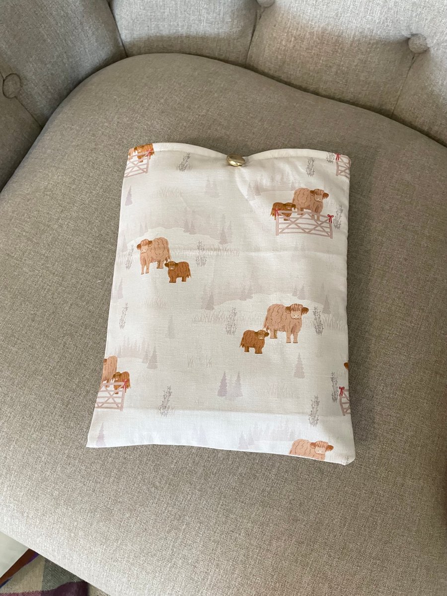 Cottage Core Highland Cow Book Sleeve