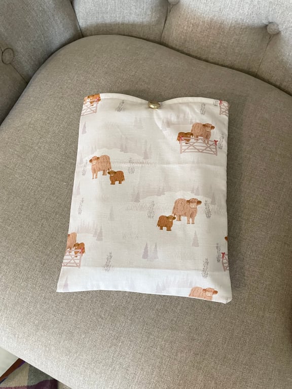 Cottage Core Highland Cow Book Sleeve