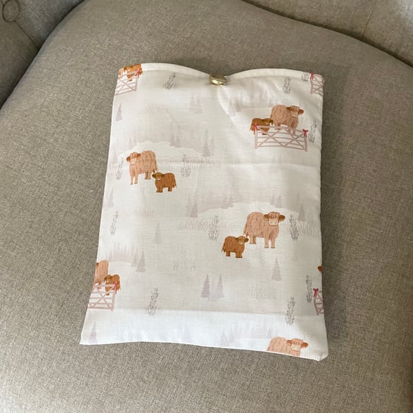 Cottage Core Highland Cow Book Sleeve