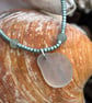 Sea Glass with small Amazonite beads and metallic seedbeds