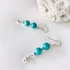 FREE P&P Turquoise & sterling silver dangle earrings 