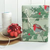 Vintage Style Robin Christmas Gift Wrap - Eco Friendly, Compostable Paper