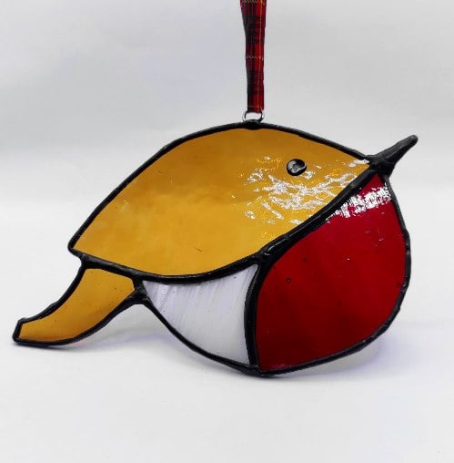 Hand made stained glass robin