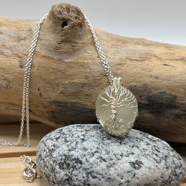 scottish Sea Glass Pendant, Tree of Life design