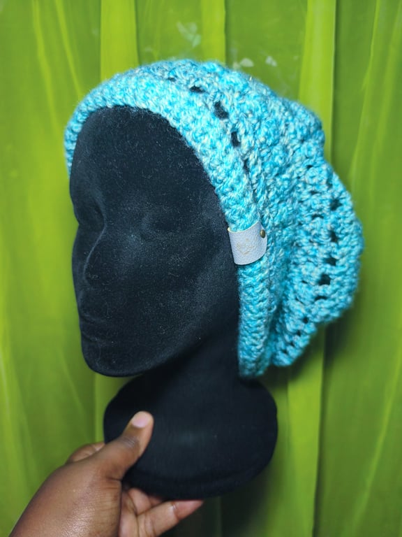 Aquamarine Blue Slouchy Beanie