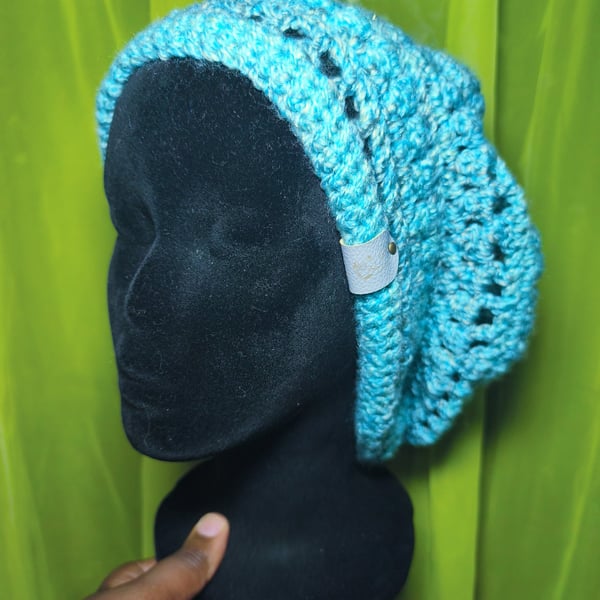 Aquamarine Blue Slouchy Beanie