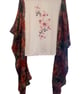 One of a Kind Upcycled Butterfly Boho Festival Top with Flowing Sleeves