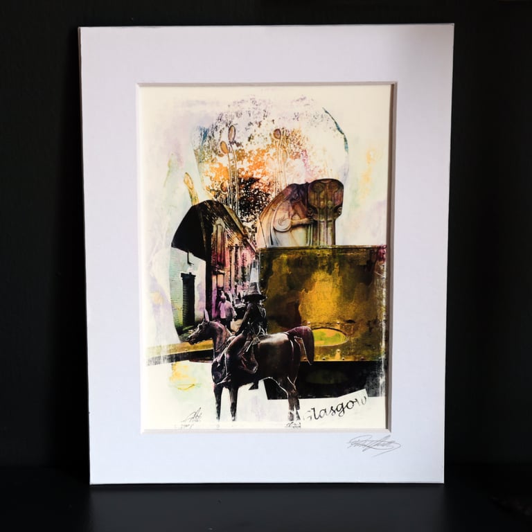 Glasgow Themed Mixed Media Collage, Archival Print of Original Art Work