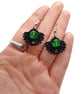 Green and black lace beaded earrings