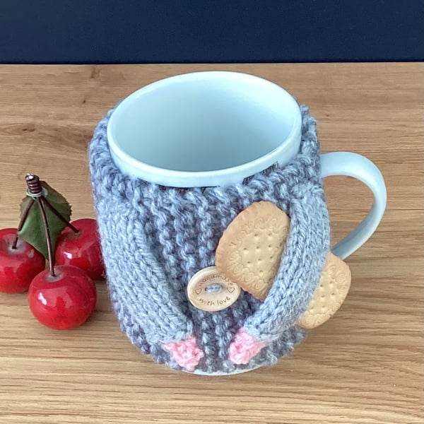 Knitted mug cosy,Mug hug,Cup cosy, Hand knitted cosy,Thick mug cosy.