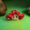 Original Squat Toadstool Gnome 'Rozz' 1" Fly Agaric Hat OOAK Sculpt Ann Galvin