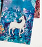 The Blue Unicorn Postcard - Magical - Stationery - Blank - Illustrated