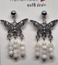 Freshwater Pearl Butterfly Earrings Stainless Steel Studs Handmade