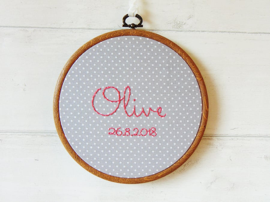 Polka Dot Name Hoop, Kids Name Sign, Kids Room Decor, New Baby Gift