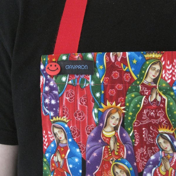 GAYPRON Apron  in Lady of Guadalupe Blessings fabric