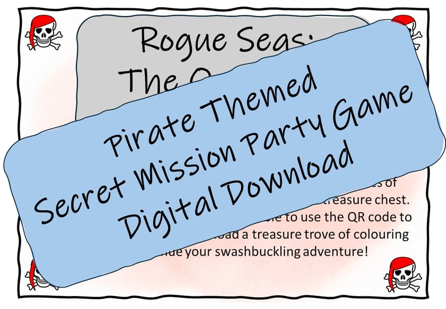 Pirate Themed Secret Mission - Escape Room for Kids, Printable Party Game