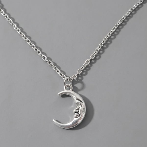 Silver Moon Pendant and Chain 
