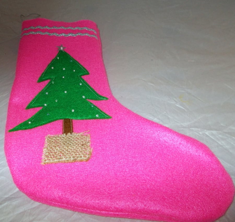 Hand made felt Christmas stockings with Christmas tree