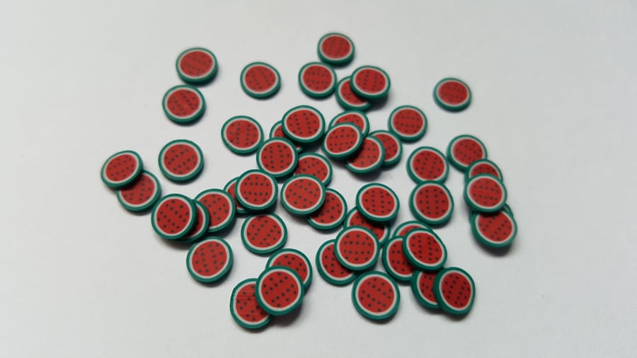 50 x Polymer Clay Cabochons - 6mm - Fruit - Watermelon 
