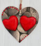 Decoupaged Wooden Hanging Heart 15cm (6 ): Pebbles design - Image 2