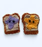 Handsewn felt toast pin brooches- peanut butter and jelly matching set