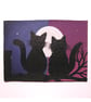 Cats in Long Distance Love ACEO - Perfectly Imperfect Small Acrylic Art - Image 1