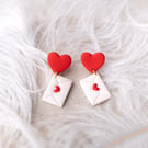 Red Heart Stud Earrings: Polymer Clay Love Letter Dangles