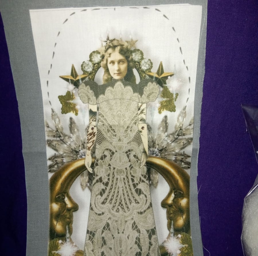 Cut and sew Silver star lady gift boxed kit sewing textile art collage 