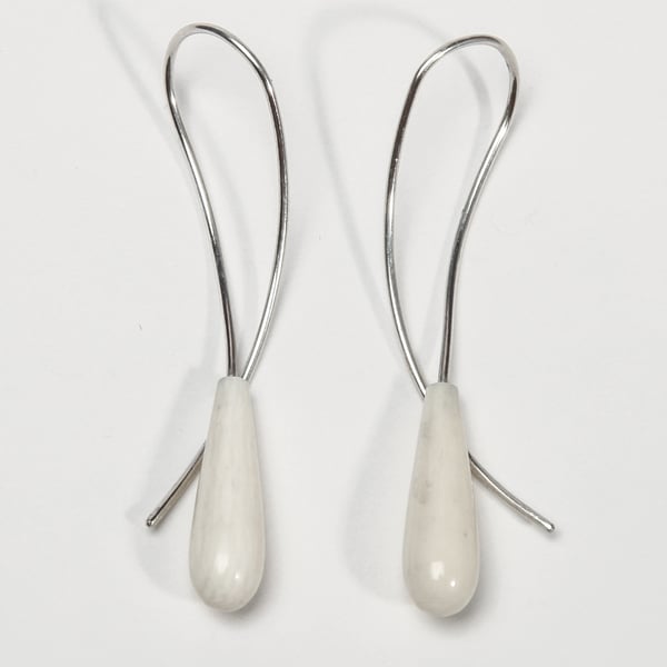 Silver-Wired Bone Drop Earrings