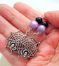 Silver Plated Spider's Web Earrings with Choice of Bead Colours, Spider Earrings - Image 2