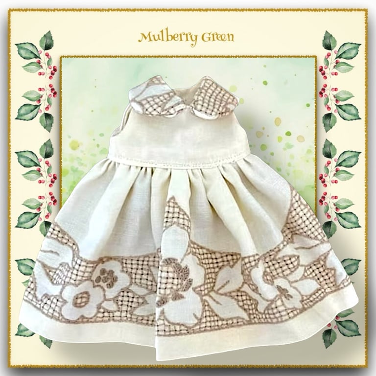 Embroidered Linen Dress  with a Peter Pan Collar