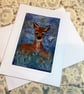 Little Reindeer In The Woods Christmas Art Card - Image 4
