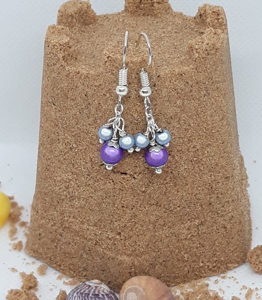 ER02 Purple and grey miracle bead drops