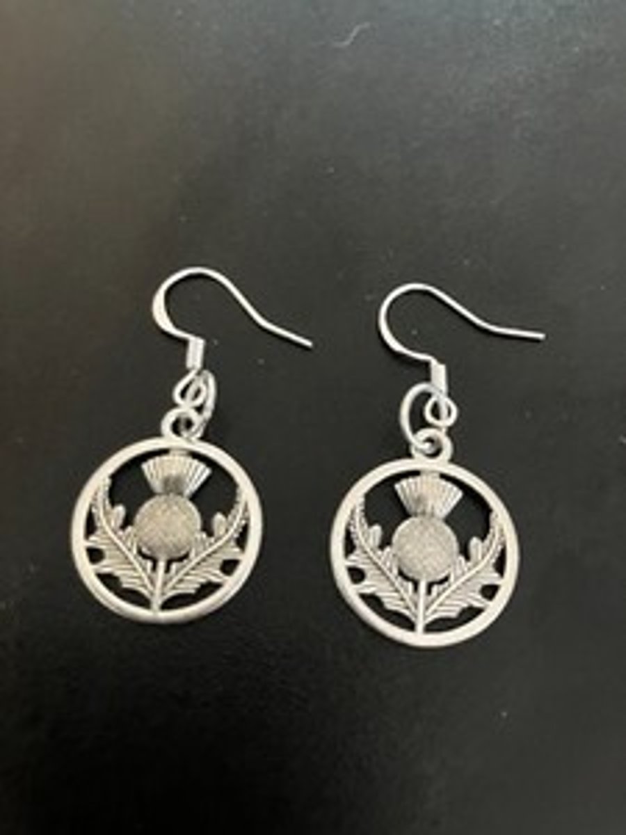 Pendientes De Cardo Escocés HENRYKA - Plata De Ley 925 Con Amatista, 15x13 Mm, Regalo Simbólico De Escocia